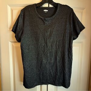 Old Navy Black Metallic Multicolored Shimmer Short Sleeve Tee